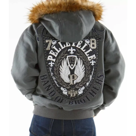 Grey Pelle Pelle Band of Brothers Hooded Jacket