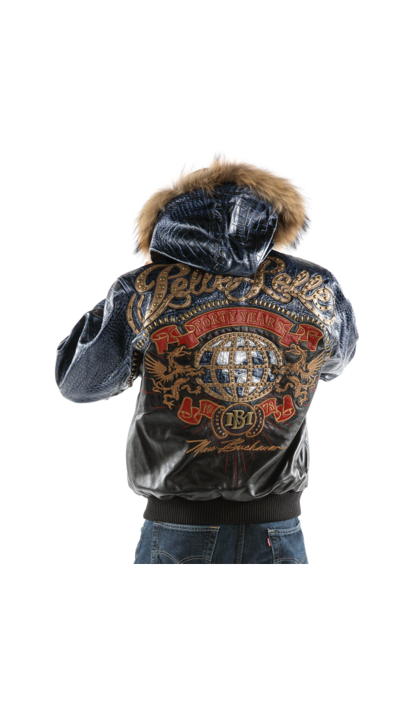 Forty Years Pelle Pelle Black And Blue MB Leather Jacket