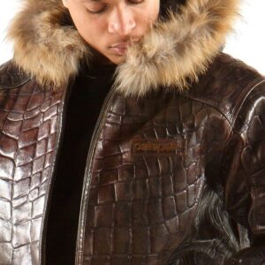 Bold Pelle Pelle Mens Crocodile Brown Jacket view 3