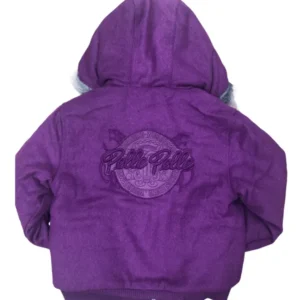 Bold Kids Pelle Pelle Wool Hooded Purple Jacket view 2
