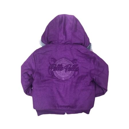 Kids Pelle Pelle Wool Hooded Purple Jacket