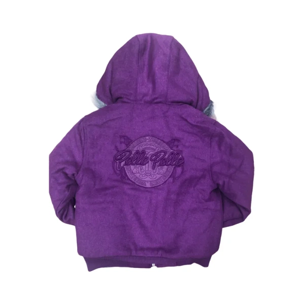 Kids Pelle Pelle Wool Hooded Purple Jacket