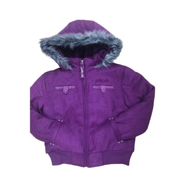 Kids Pelle Pelle Wool Hooded Purple Jacket