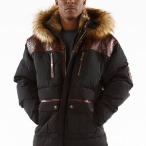 Pelle Pelle Men Black Fur Hooded Coat view 1