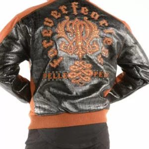 Orange Pelle Pelle Wool Leather Jacket