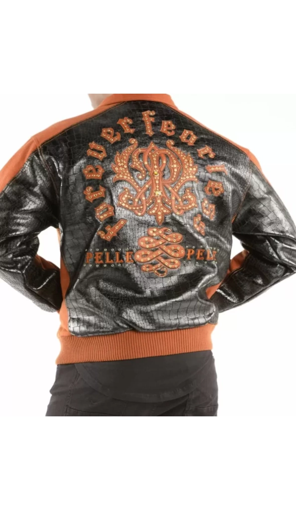 Orange Pelle Pelle Wool Leather Jacket