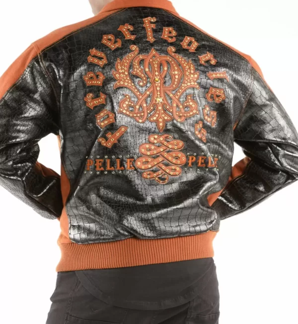 Orange Pelle Pelle Wool Leather Jacket
