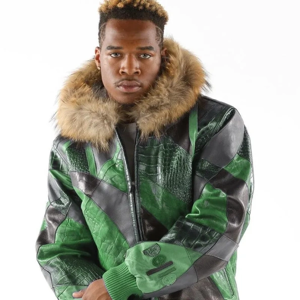 Pelle Pelle Abstract Pattern Green Jacket