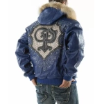 Pelle Pelle Blue PP Crest Fur Hood Jacket