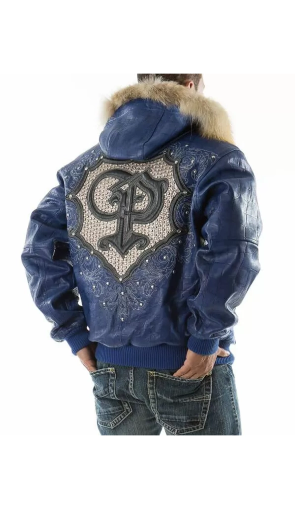 Pelle Pelle Blue PP Crest Fur Hood Jacket