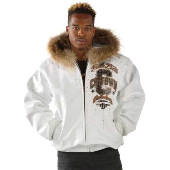 Pelle Pelle White Jacket Fur Collar