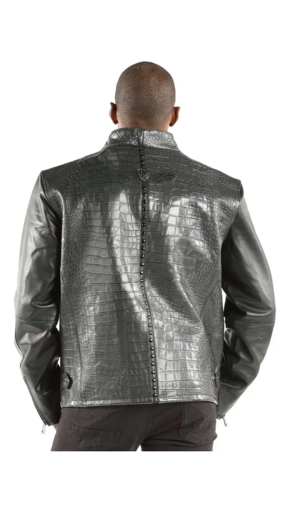 Authyentic Pelle Pelle China Collar Biker Black Jacket