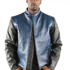 Exclusive Pelle Pelle China Collar Biker Blue Jacket