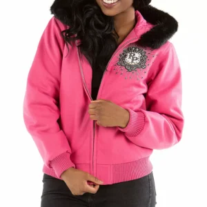 Pelle Pelle Hooded Crest Pink Wool Jacket view 2