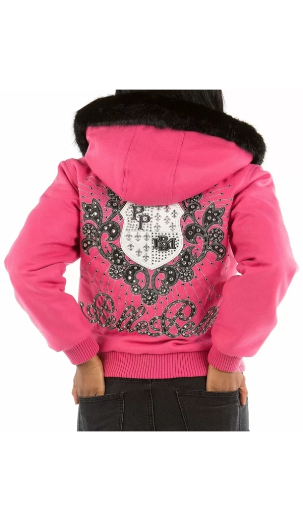 Pelle Pelle Hooded Crest Pink Wool Jacket