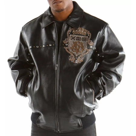 Black Pelle Pelle MB Emblem Studded Jacket