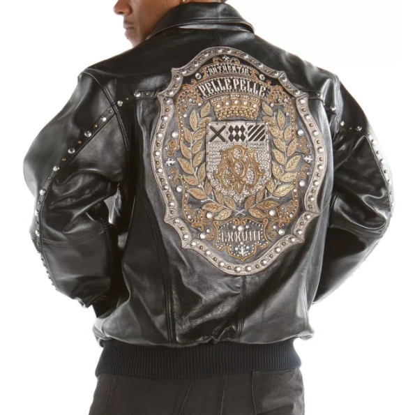 Black Pelle Pelle MB Emblem Studded Jacket