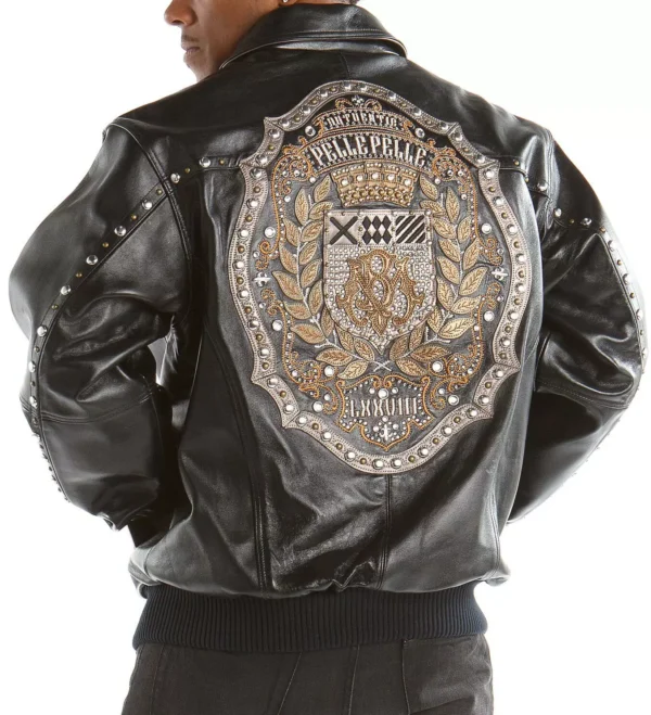 Black Pelle Pelle MB Emblem Studded Jacket