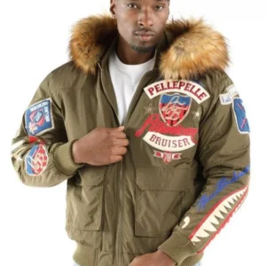 Authentic Pelle Pelle Mens Bruiser Olive Jacket