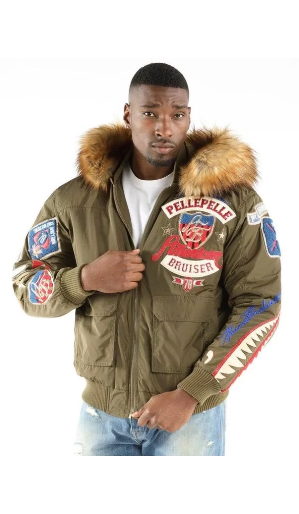 Authentic Pelle Pelle Mens Bruiser Olive Jacket