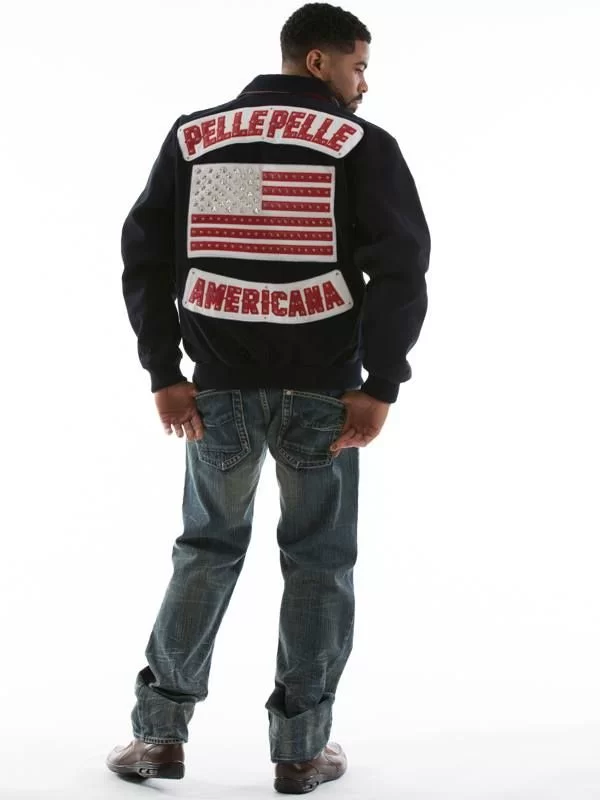 Americana Pelle Pelle Mens Black Wool Jacket