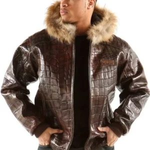 Bold Pelle Pelle Mens Crocodile Brown Jacket