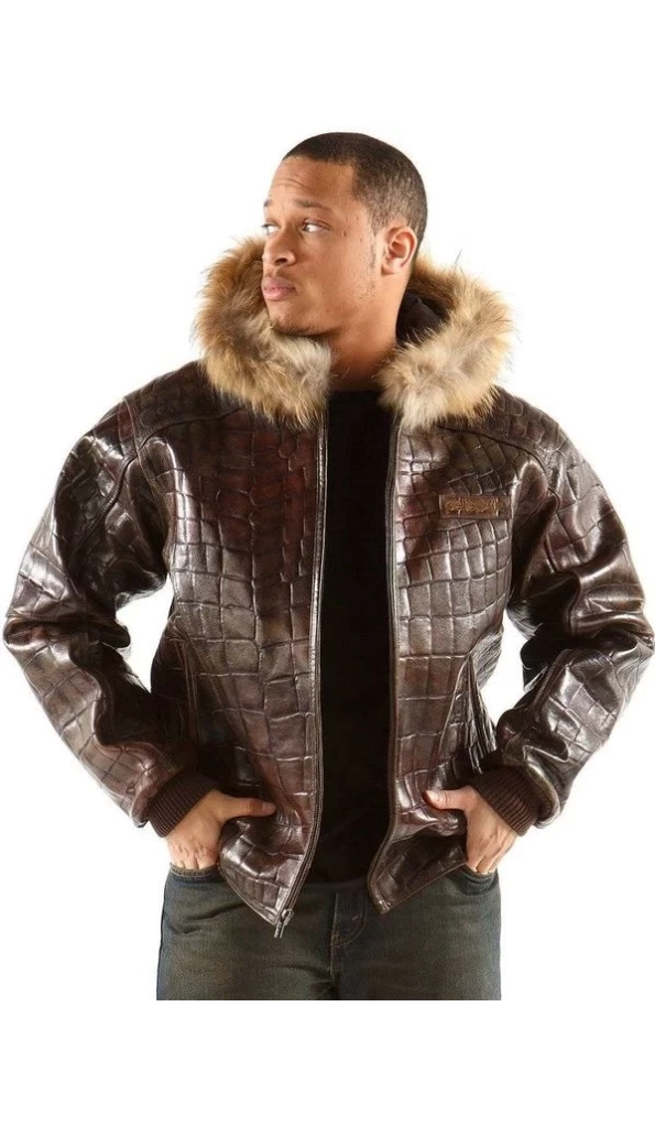 Bold Pelle Pelle Mens Crocodile Brown Jacket