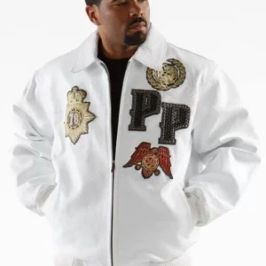 Best White Pelle Pelle Mens Patched Jacket view 2