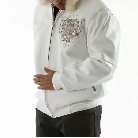 Pelle Pelle White PP Crest Fur Hood Jacket