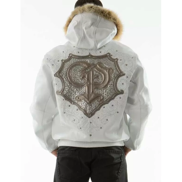 Pelle Pelle White PP Crest Fur Hood Jacket