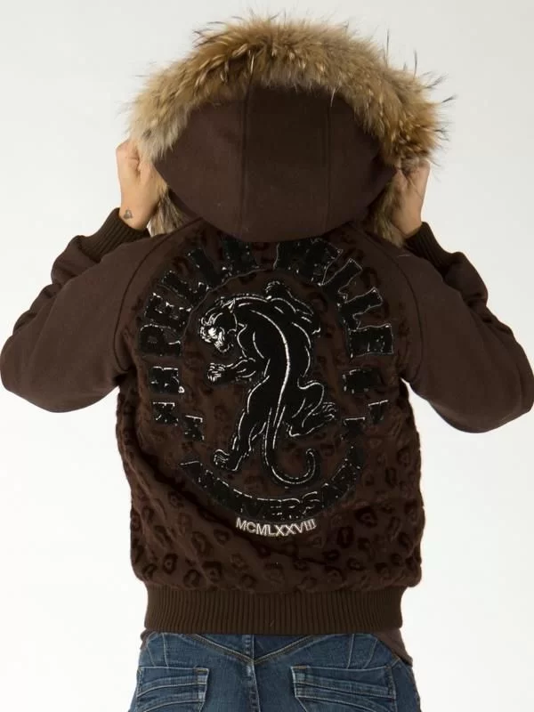 Authentic Pelle Pelle Women Brown Fur Hooded Jacket