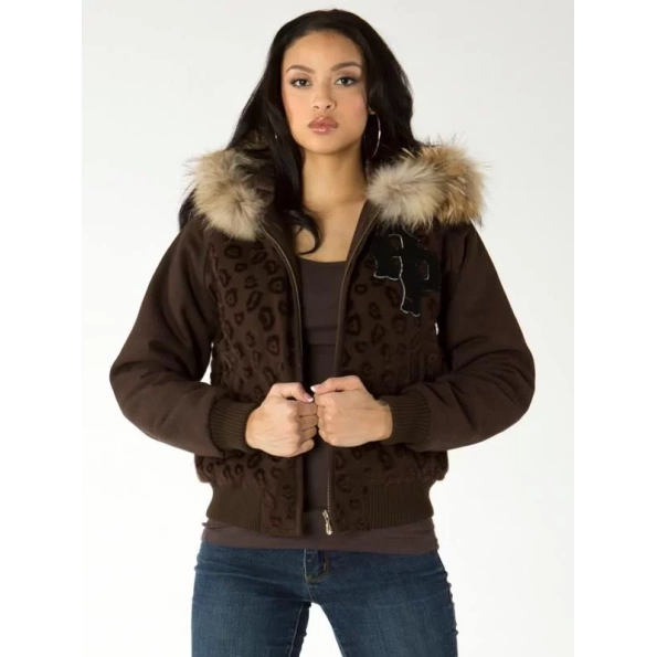 Pelle Pelle Women Brown Fur Hooded Jacket