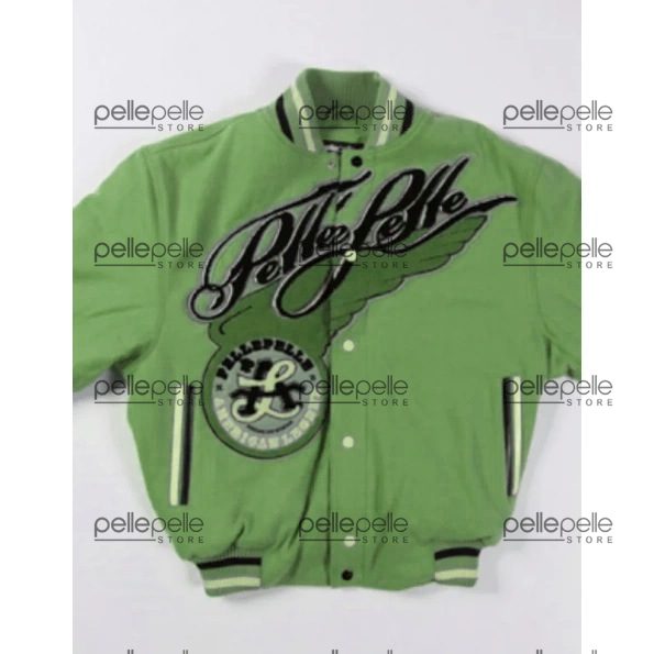 Cheer Pelle Pelle Green Varsity Wool Jacket