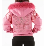 Pink Pelle Pelle Fur Hood Wool Jacket