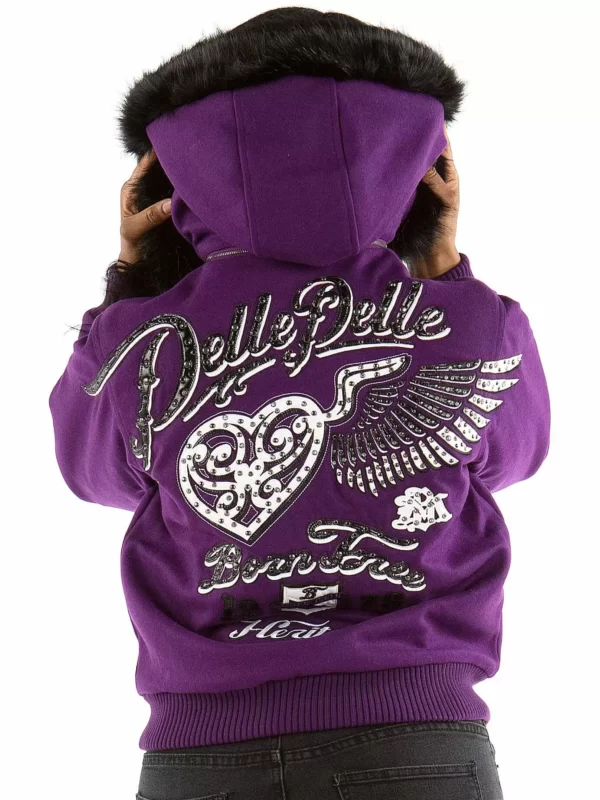 Purple Pelle Pelle Flying Heart Wool Jacket