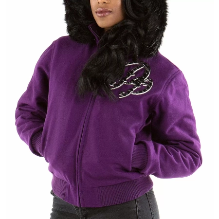 Purple Pelle Pelle Flying Heart Wool Jacket