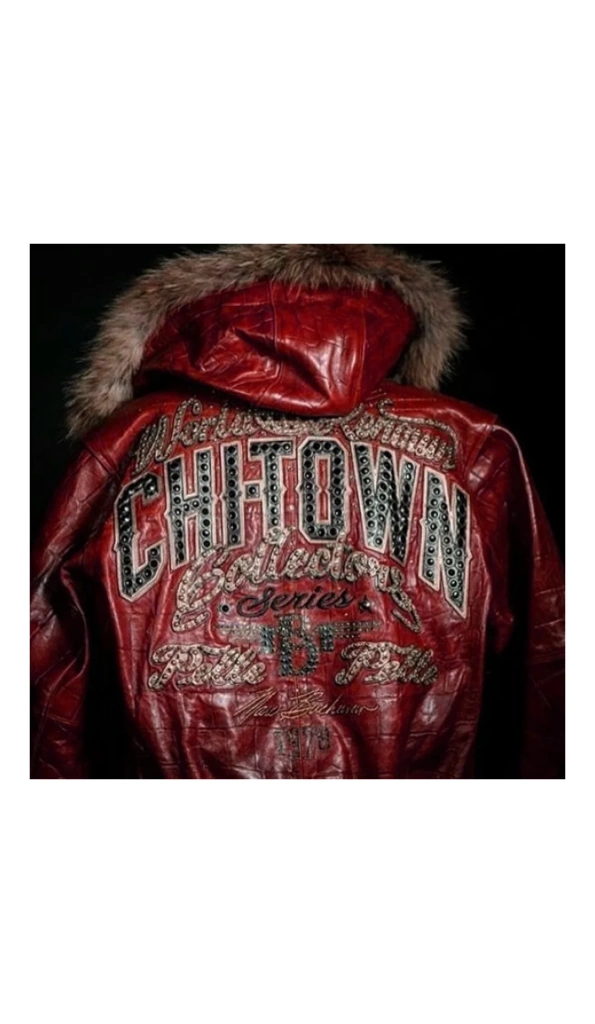 Fur Hood Pelle Pelle Red Chi-Town Jacket