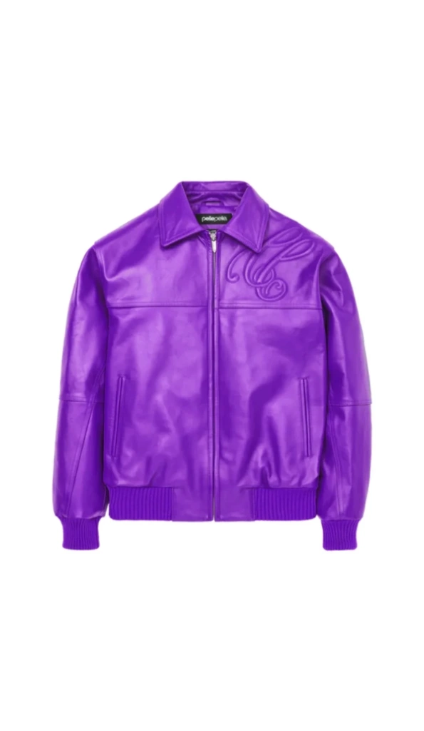 Purple Pelle Pelle Puff Plush Leather Jacket