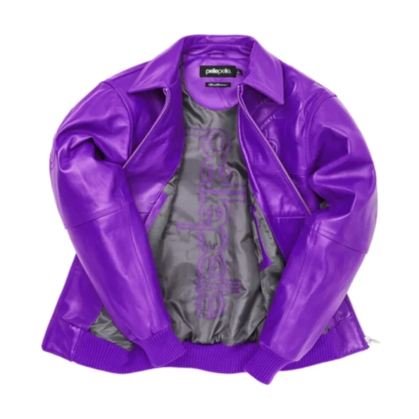 Purple Pelle Pelle Puff Plush Leather Jacket