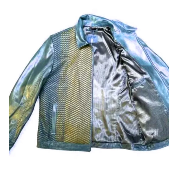 Pelle Pelle Blue Weaved Bomber Jacket