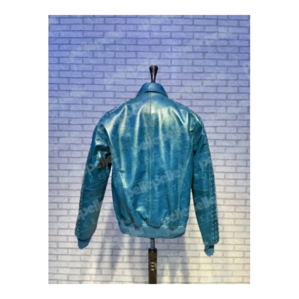 Blue Pelle Pelle Alligator Texture Jacket