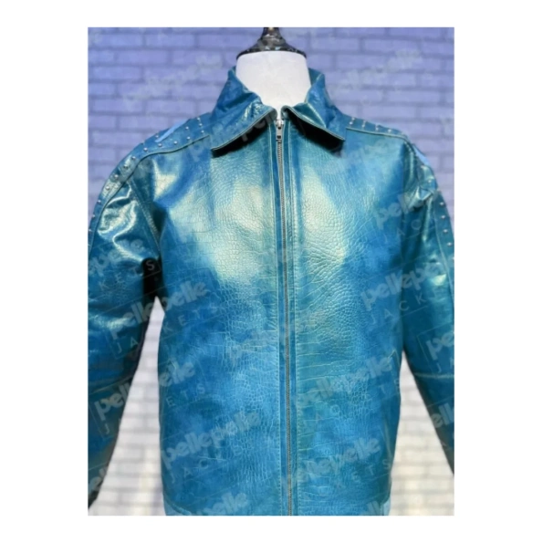 Blue Pelle Pelle Alligator Texture Jacket