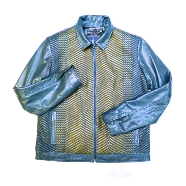 Pelle Pelle Blue Weaved Bomber Jacket