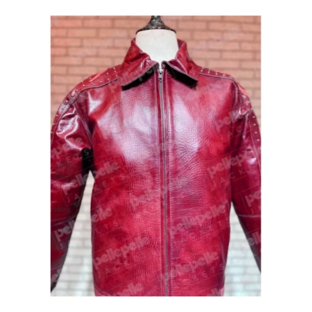 Red Pelle Pelle Alligator Leather Jacket