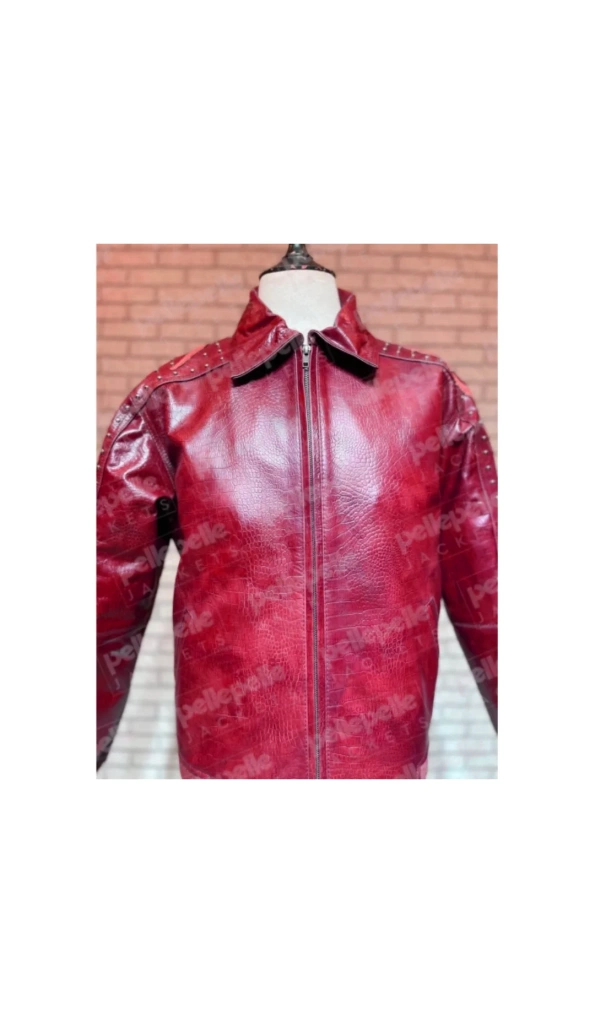 Red Pelle Pelle Alligator Leather Jacket
