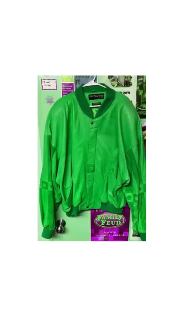 Green Pelle Pelle Leather Bomber Jacket
