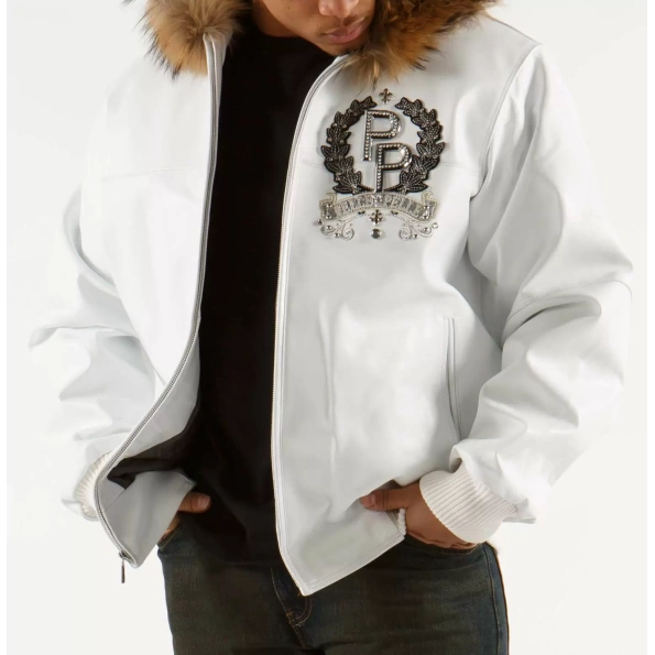 White Pelle Pelle Royalty Hooded Fur Jacket