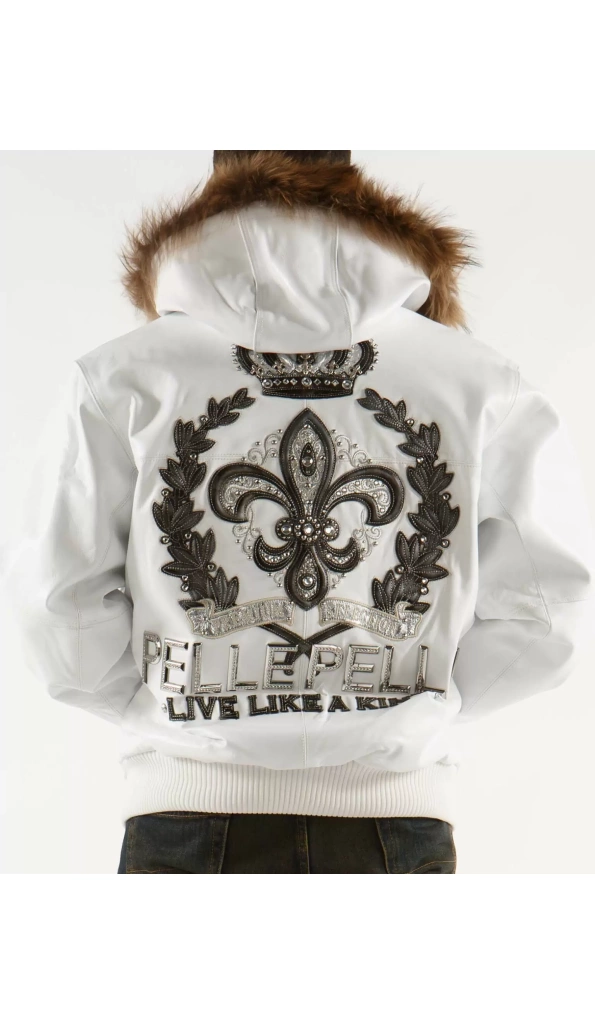 White Pelle Pelle Royalty Hooded Fur Jacket