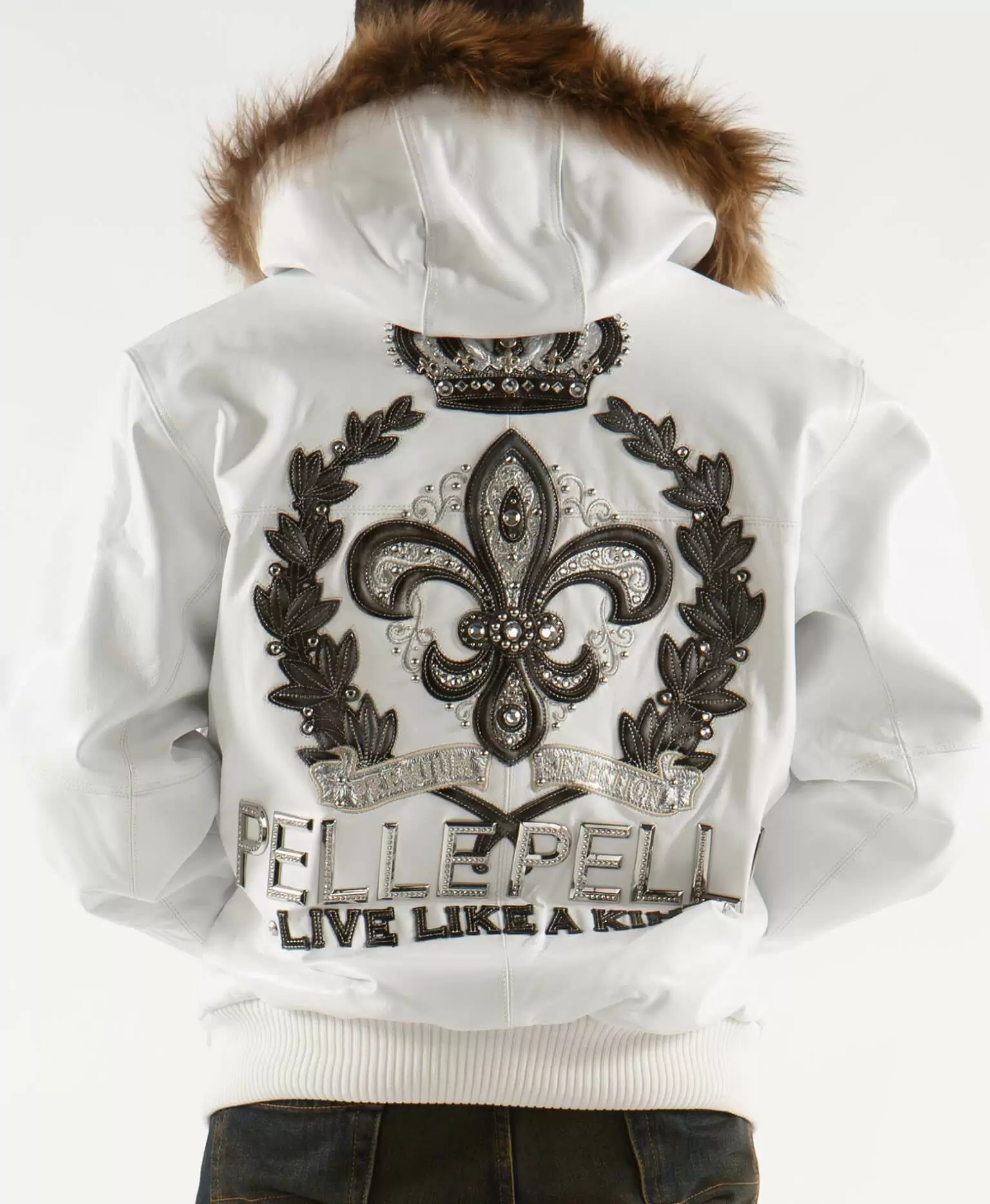 White Pelle Pelle Royalty Hooded Fur Jacket