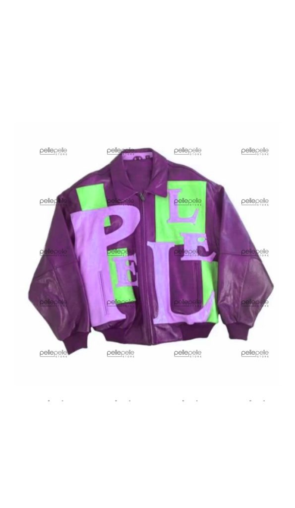 Purple Pelle Pelle Leather Bomber Jacket